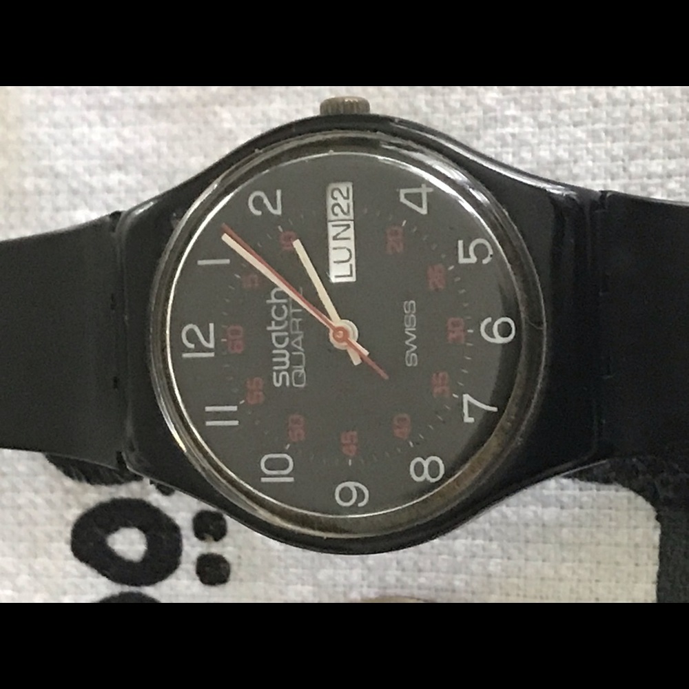 Swatch Black Quartz Silicone Strap Watch